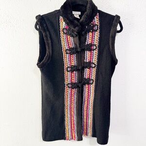 Mythology vintage wool Multicolor Embroidered Vest small super soft